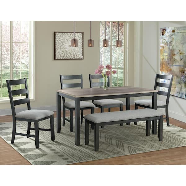 Picket House Furnishings Picket House Furnishings Kona Gray 6-Piece Dining Set-Table, 4-Chairs and Bench