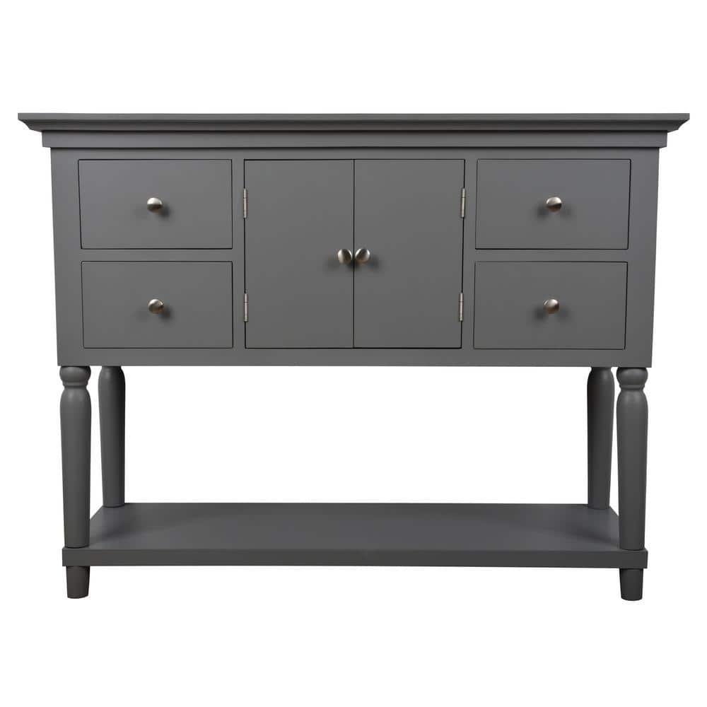 Decor Therapy Taylor Four Drawer Wood Console Table with Shelf, Gray ...