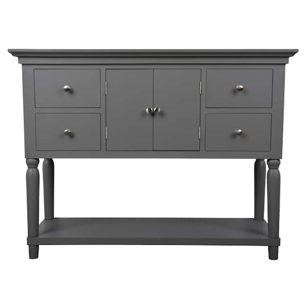 Decor Therapy Taylor Four Drawer Wood Console Table with Shelf, Gray Finish