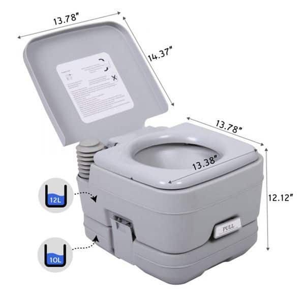 Lightweight Portable Toilet, 2.6 Gal. Flushable Camping Toilet for Tents  Boats Semi Trucks RV Campers, Gray XH