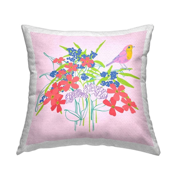 Stupell Industries Modern Fluttering Petals Pink Square Outdoor Throw Pillow