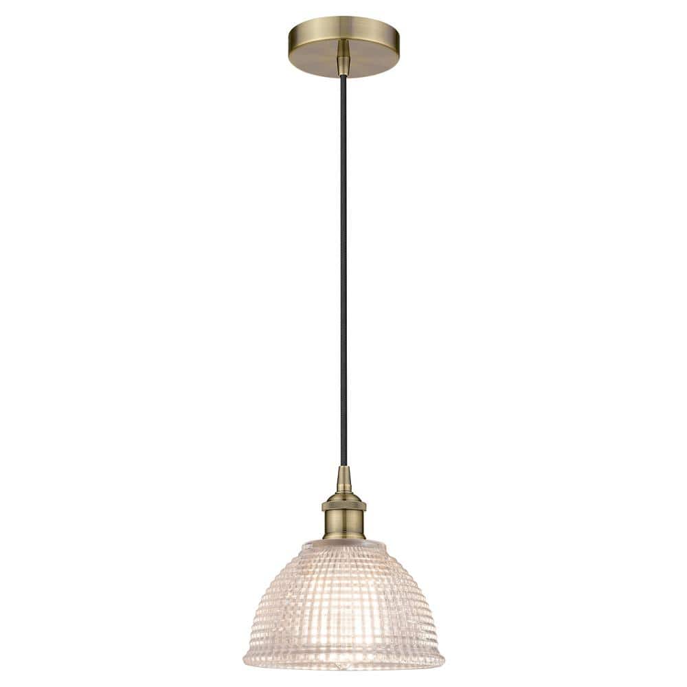 Arietta 60-Watt 1-Light Antique Brass Standard Mini Pendant Light with Clear Glass Shade, No Bulbs Included price history on PriceWatchPro