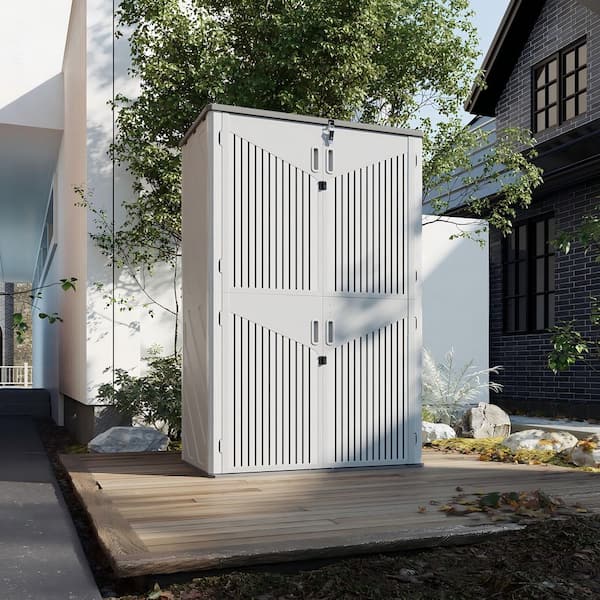 52 in. W x 30 in. D x 75 in. H White Resin Storage Shed with 2-Pieces Shelves