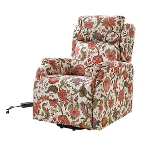 Narciso Upholstered Lift Assist Power Recliner with Flared Arms-ORANGE