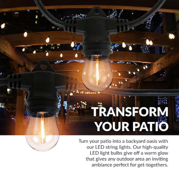 Patio Led String Lights With 15 Sockets, Outdoor Lights Home Depot String