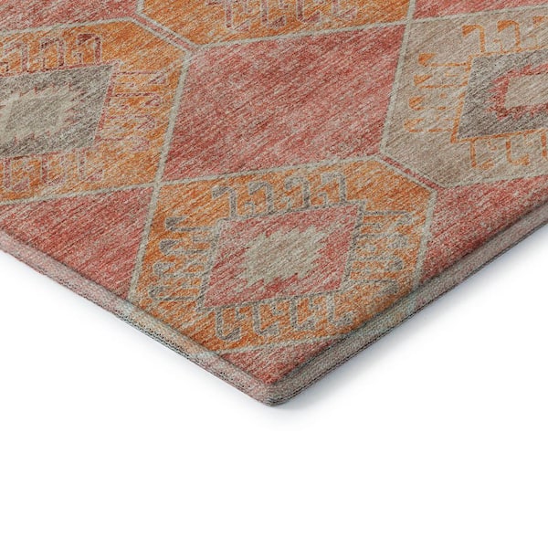 Mayfield Premium Machine Washable Abstract AMF1857 Coral 10 ft. x 14 ft. Area Rug