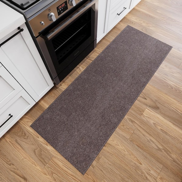 Oscar Non-Slip Rubberback Modern Solid 2X5 Indoor Runner Rug, 1 ft. 10 in. x 5 ft., Brown