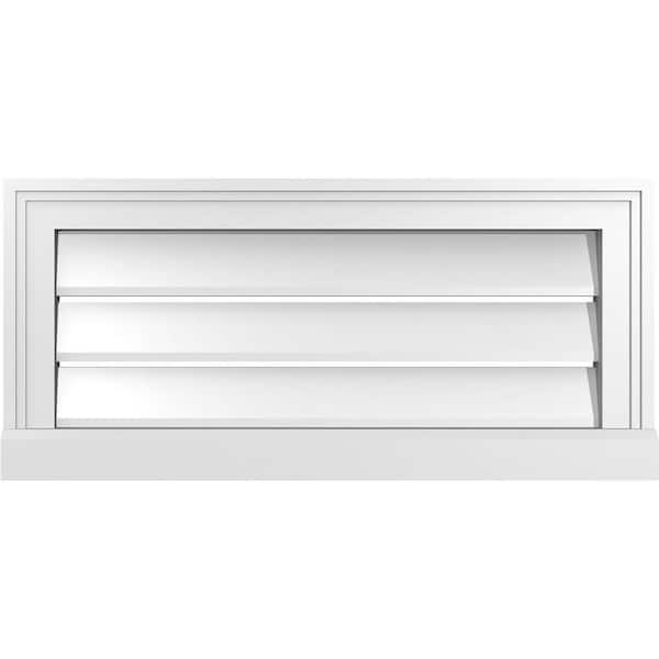 Ekena Millwork 26 in. x 12 in. Vertical Surface Mount PVC Gable Vent: Functional with Brickmould Sill Frame
