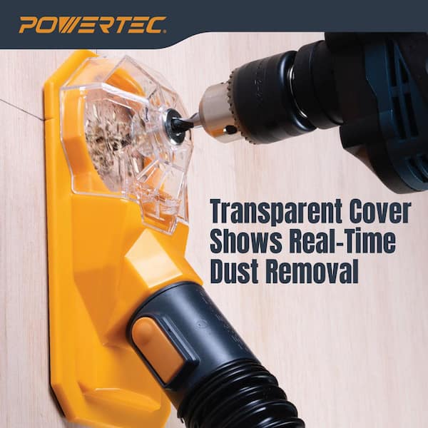 Drill Dust Collection Base w/ Suction Mount & 4 Interchangeable Drill Guide Bushings 1/4 in. 5/16 in. 3/8 in. 1/2 in.