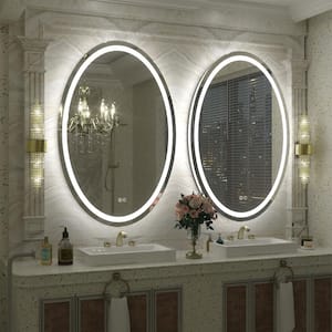 24 in. W x 36 in. H Oval Frameless Super Bright 192 Leds/m Lighted Anti-Fog Tempered Glass Wall Bathroom Vanity Mirror