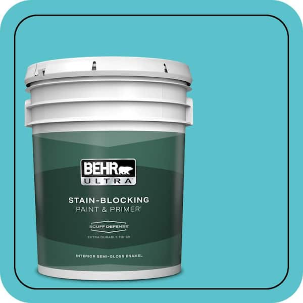 BEHR ULTRA 5 gal. #510B-5 Jamaican Sea Extra Durable Semi-Gloss Enamel Interior Paint & Primer