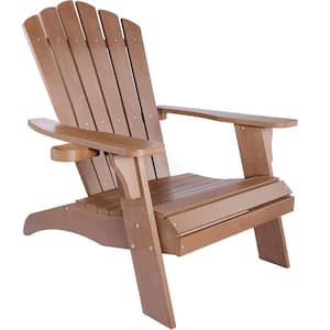 Brown 41.5 in. H Reclining Composite Polystyrene Adirondack Chair with a Cup Holder