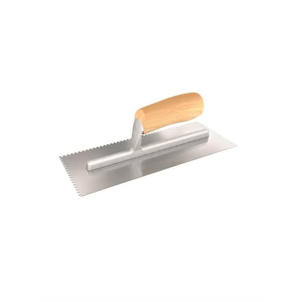 Bon Tool 11 in. x 4-1/2 in. U-Notched Margin Trowel with Notch Size of 1/8 in. x 1/8 in. x 1/8 in. with Wood Handle
