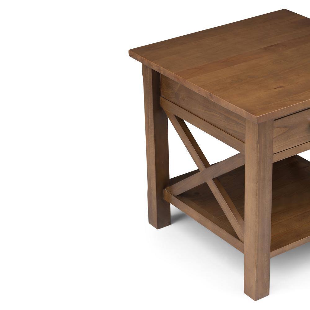 Medium Saddle Brown Wood and Metal Rectangular Side Table with Storage