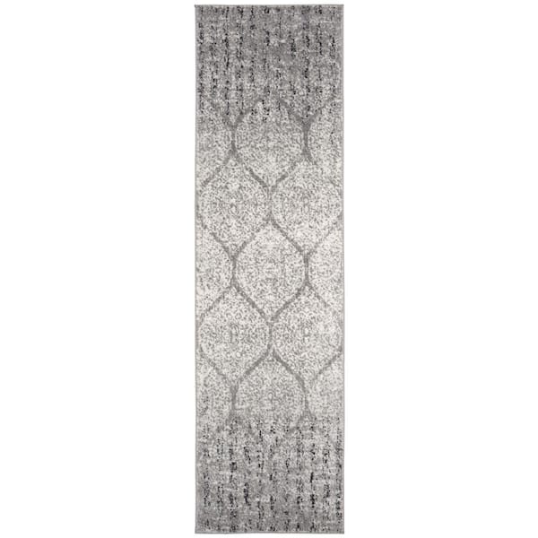 SAFAVIEH Madison Gray/Ivory 2 ft. x 8 ft. Medallion Runner Rug