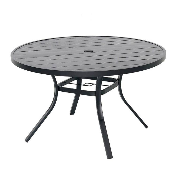 Anmutig 48" Black Round Metal Outdoor Dining Table