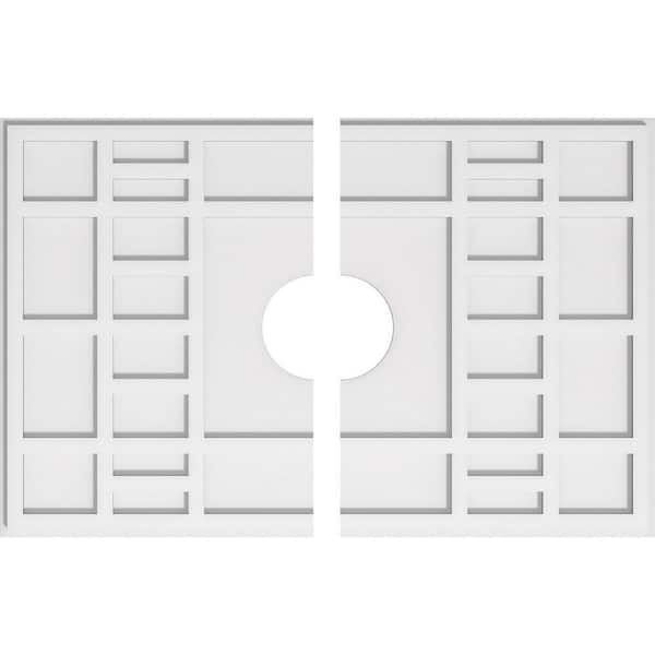 Ekena Millwork 36 in. W x 24 in. H x 6 in. ID x 1 in. P Beaux Architectural Grade PVC Contemporary Ceiling Medallion (2-Piece)