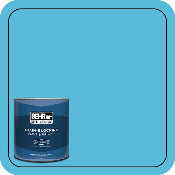 BEHR ULTRA 1 qt. #530B-5 Azurean Extra Durable Satin Enamel Interior Paint & Primer