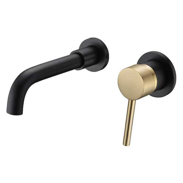 SUMERAIN Modern Single Handle Wall Mounted Bathroom Faucet in Black and Gold