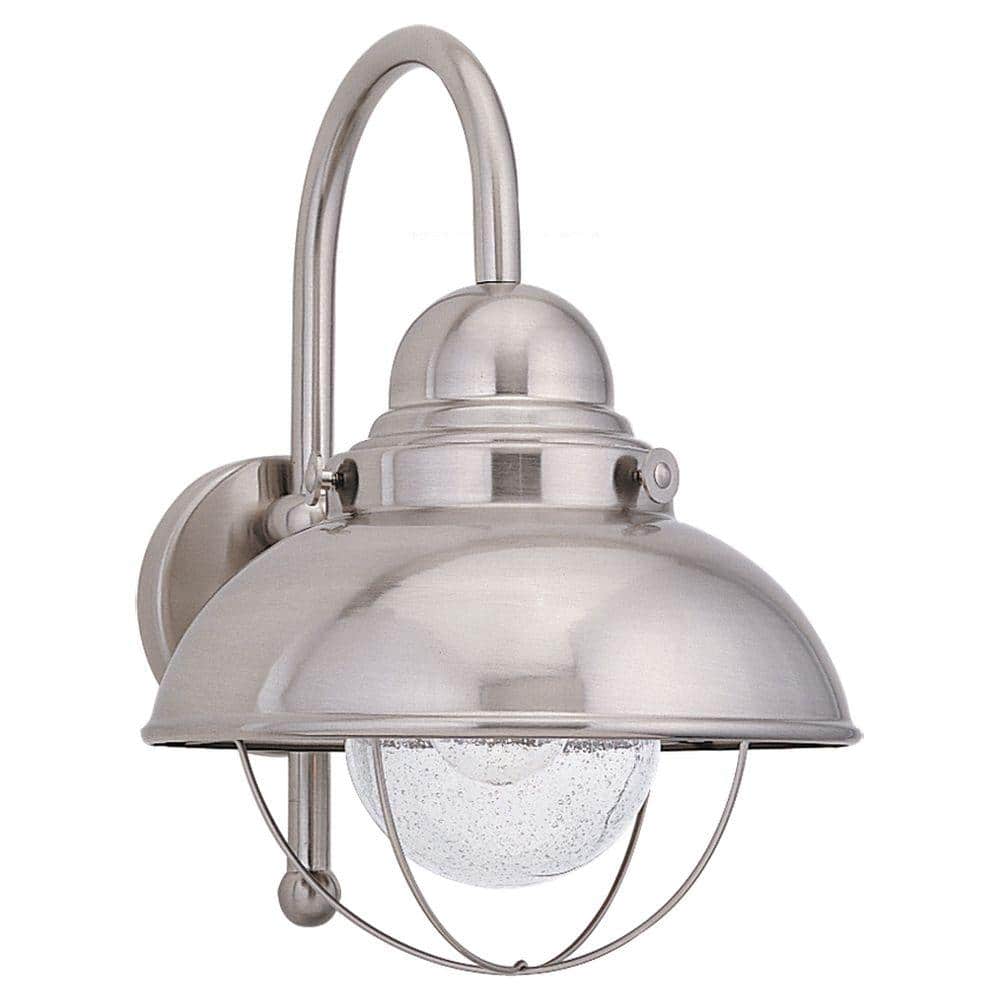 Sebring 1-Light Brushed Stainless Industrial Nautical Outdoor Wall Lantern Sconce price history on PriceWatchPro