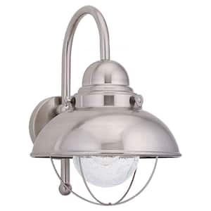 Sebring 1-Light Brushed Stainless Industrial Nautical Outdoor Wall Lantern Sconce