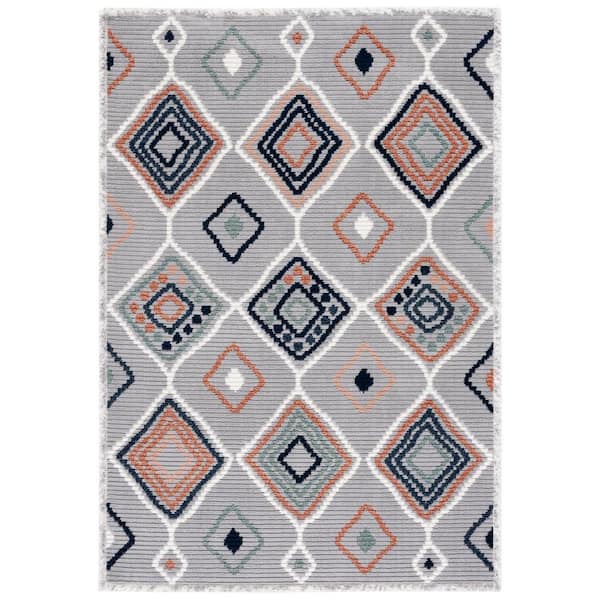 SAFAVIEH Marrakesh Gray/Blue Rust 5 ft. x 8 ft. Geometric Striped Area Rug