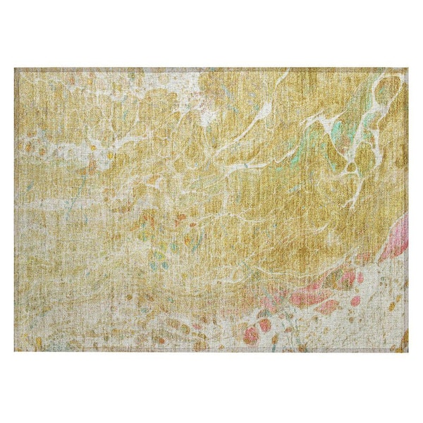 Chantille Machine Washable Indoor/Outdoor Abstract ACN2731 Gold 3 ft. x 4 ft. Area Rug