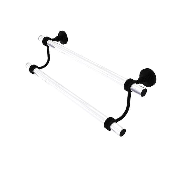 Allied Brass Pacific Grove Collection 18 in. Wall Mounted Double Towel Bar with Groovy Accents in Matte Black