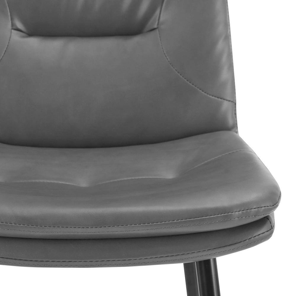 Gray Faux Leather Upholstered Counter Stools with Metal Frame, Set of 3