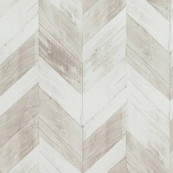 Walls Republic Wood Weathered Herringbone White and Grey Wallpaper