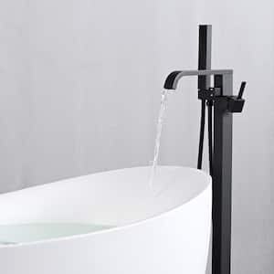 Single-Handle Floor Mounted Tub Filler Trim Claw Foot Freestanding Tub Faucet with Hand Shower in Matte Black