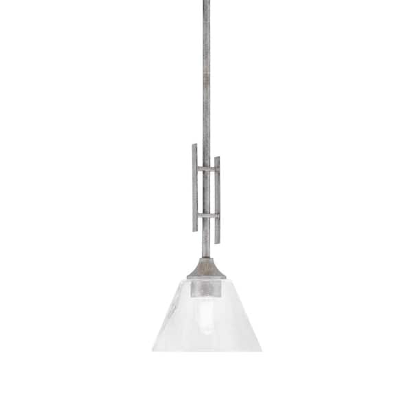 Unbranded Ontario 60-Watt, 1-Light Aged Silver Stem Hung Mini Pendant Light with Clear Bubble Glass Shade and No Bulb Included