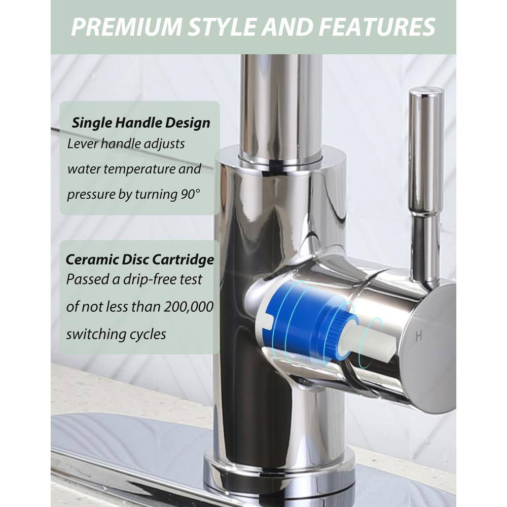 Polished Chrome Single Handle Pull Down Kitchen Faucet