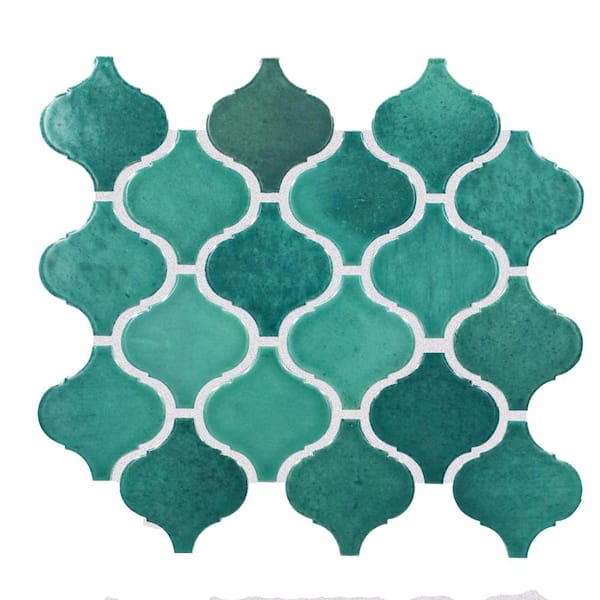 Daltile Premier Accents Allure Green Glossy 12 in. x 12 in. Glazed Ceramic Arabesque Mosaic Tile (7.4 sq. ft./Case)