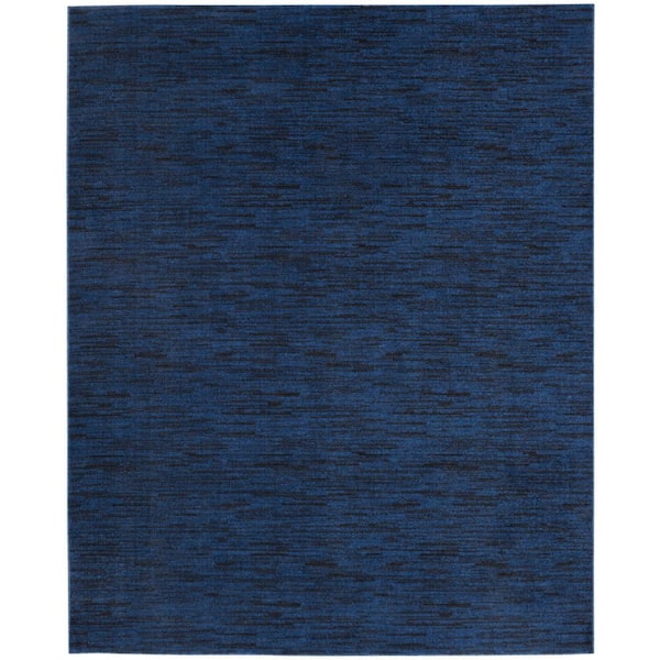 Nourison Essentials 6 ft. x 9 ft. Midnight Blue Solid Contemporary Indoor/Outdoor Patio Area Rug