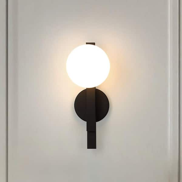 Julep 15-in. 1-light Matte Black Vanity Light with Opal Glass Shade