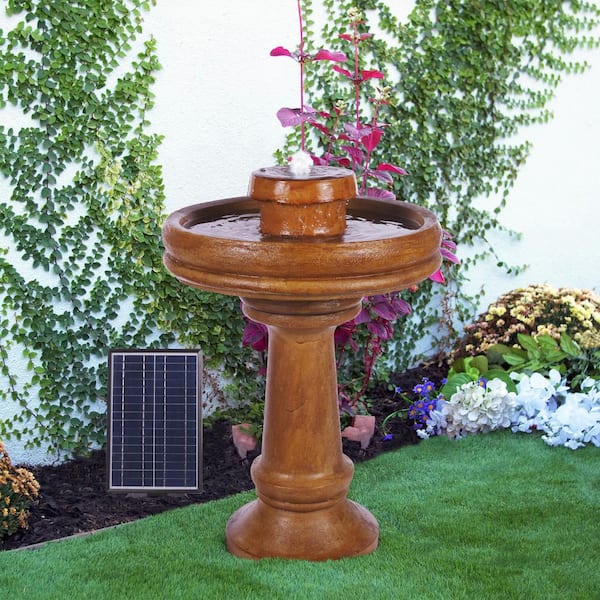 Solar Fountain Pump Pedestal Bird Bath Outdoor Garden Decor Watering Yard Art 