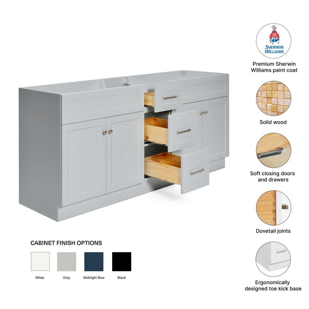 Hamlet 72" Gray Double Freestanding Vanity Cabinet