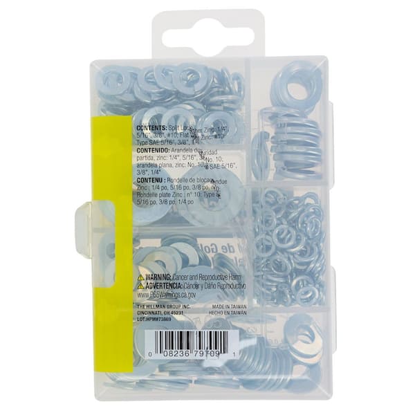 Hillman Zinc Flat and Split Lock Washers Assorted Kit (277-Pack
