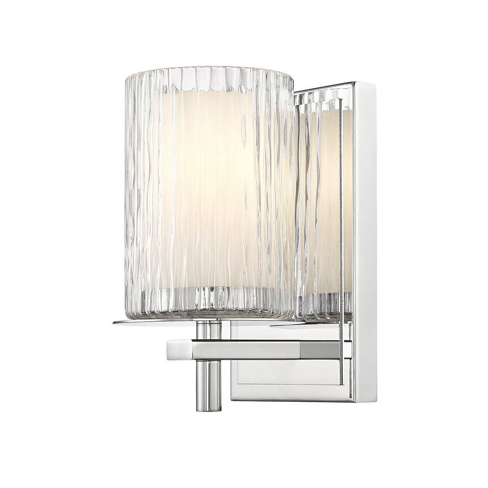 Grayson 4.75 in. 1-Light Chrome Wall Sconce with Clear - Etched Opal Glass 