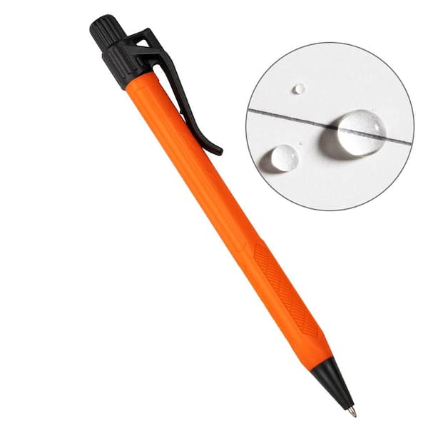 Weatherproof Durable Orange Clicker Pen-Black Ink (No. OR11)