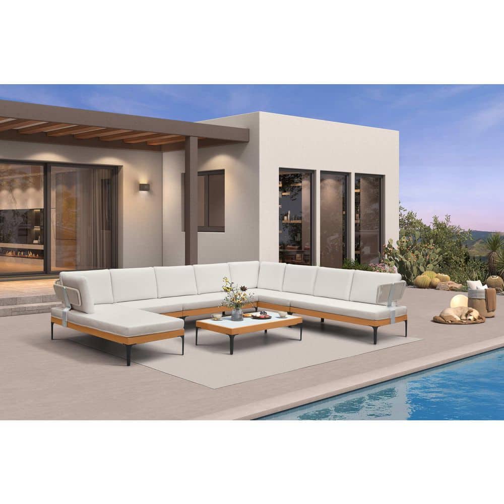 10 Pieces Patio Conversation Set with Chaise and Table Modern Wicker Outdoor Furniture Set, White price history on PriceWatchPro