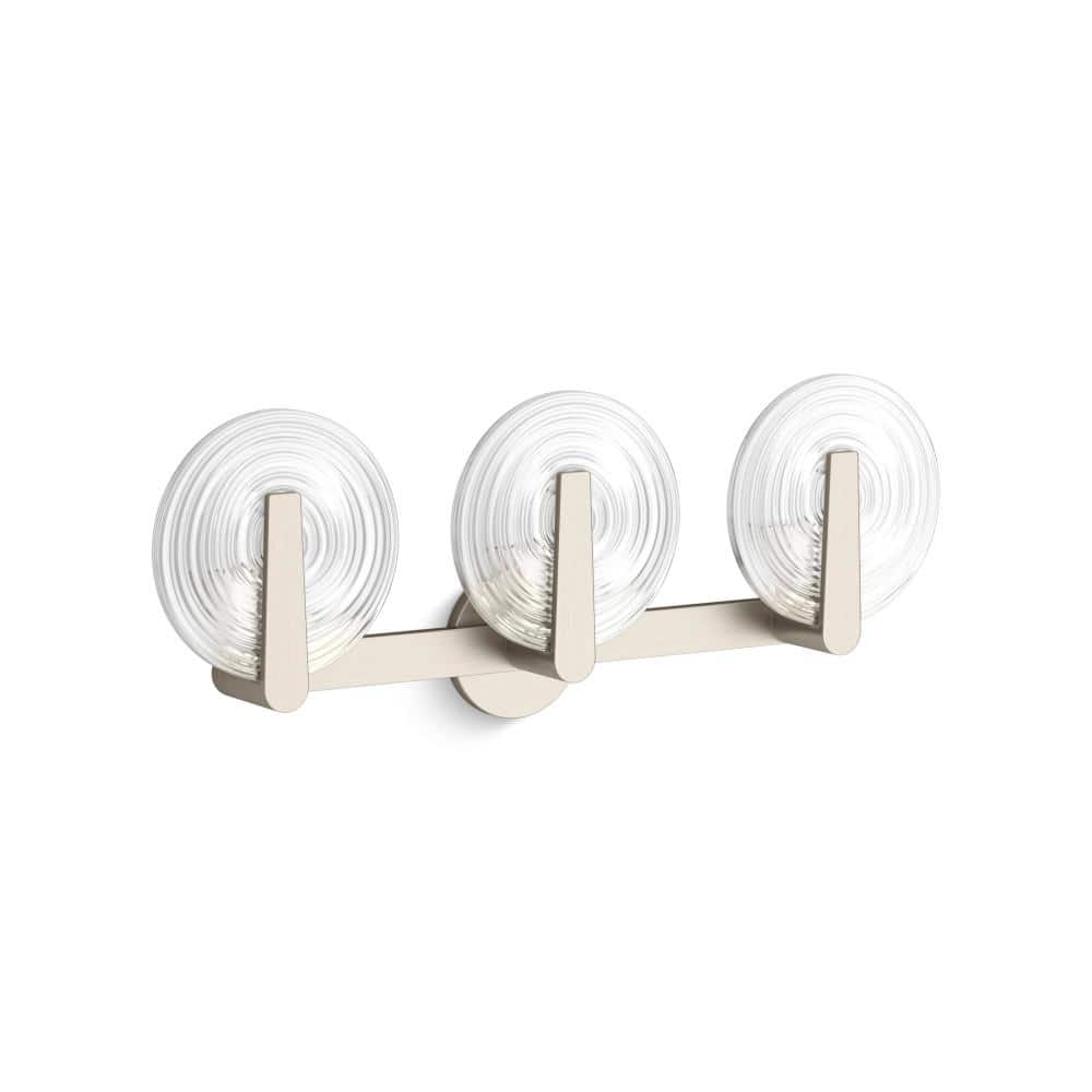 KOHLER Hint 3-Light Brushed Nickel Swirl Glass Wall Sconce 38398