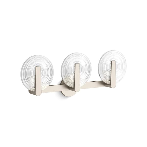 KOHLER Hint 3-Light Brushed Nickel Swirl Glass Wall Sconce