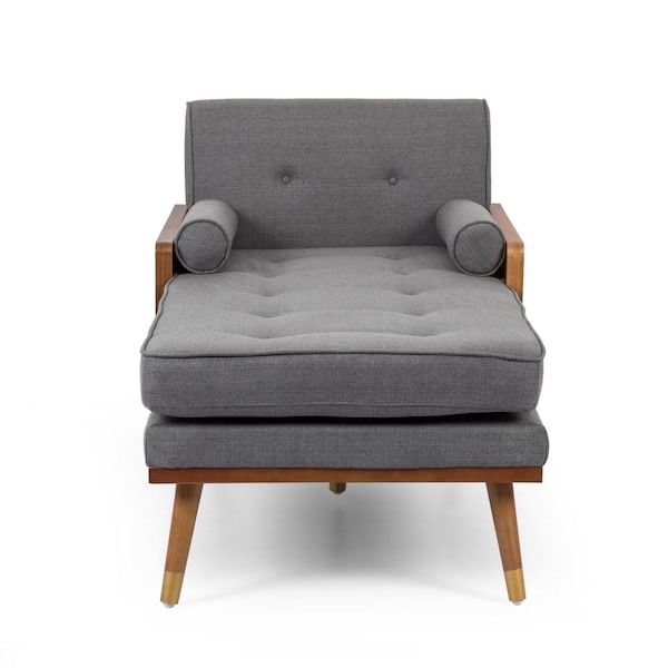 Noble House Fortas Grey Fabric Upholstered Chaise Lounge