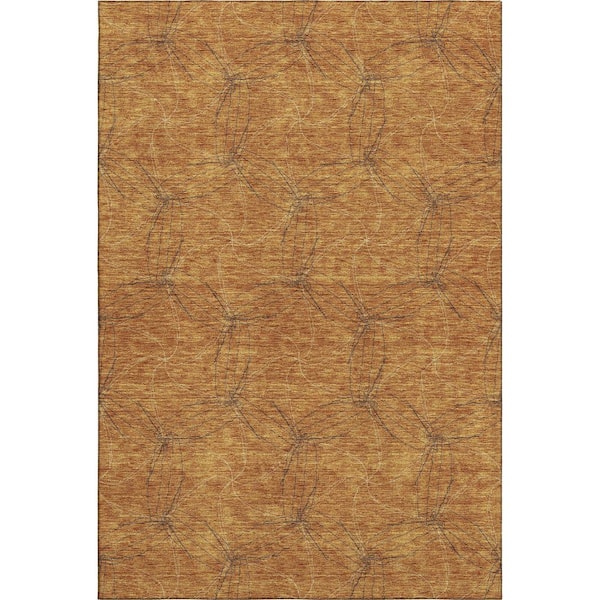 Mayfield Premium Machine Washable Abstract AMF968 Copper 9 ft. x 12 ft. Area Rug
