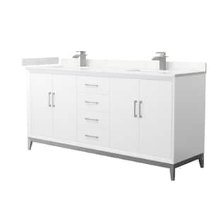 Amici 72 in. W x 22 in. D x 35.25 in. H Double Bath Vanity in White with Giotto Quartz Top