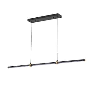 Neculina 1-Light 20-Watt Integrated LED Black and Gold Linear Chandelier Kitchen Light