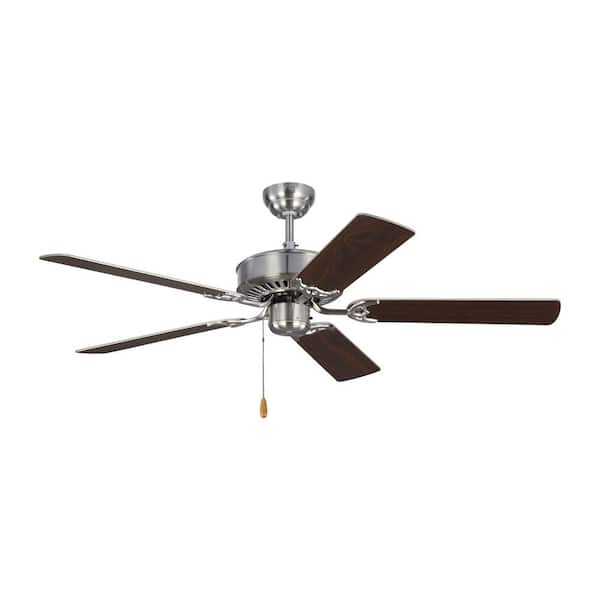 Generation Lighting Haven 52 in. Indoor Brushed Steel Ceiling Fan with Dual Finished Blades
