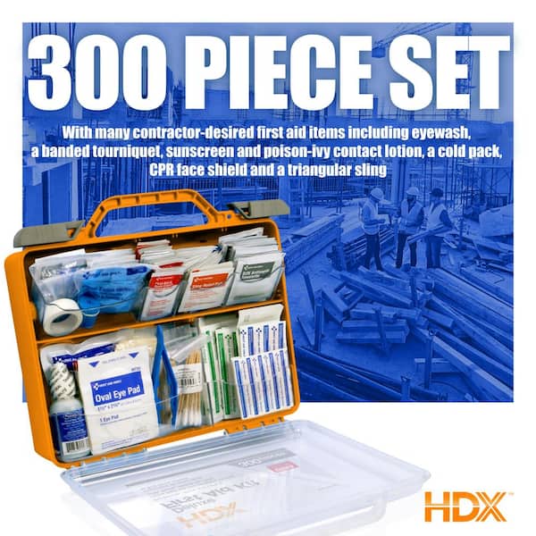 HDX 300-Piece Deluxe Clear Front Plastic OSHA First Aid Kit 59931